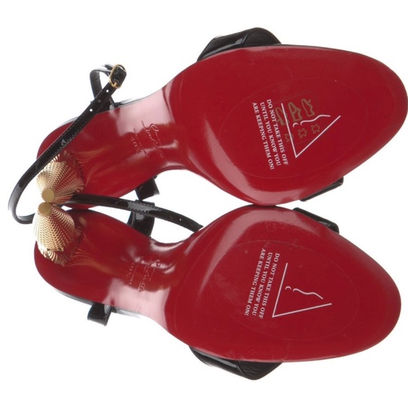 Sold!! Christian Louboutin Black and Gold Lipqueen pumps Sandals - Picture 7 of 16